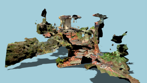 Tuure Leppänen, Reconstruction I: 2D image from a 3D model built with photogrammetry methods from hundreds of ground-level photos of a japanese garden