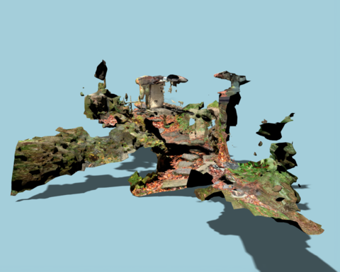Tuure Leppänen, Reconstruction I: 2D image from a 3D model built with photogrammetry methods from hundreds of ground-level photos of a japanese garden