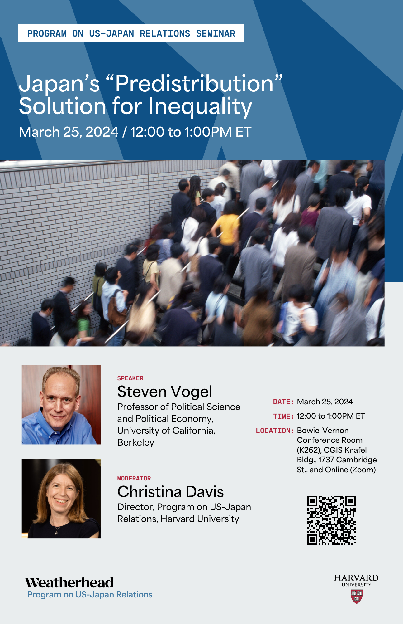 poster with commuters walking and seminar details